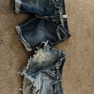 Maurices Dark and Light Blue Jean Shorts